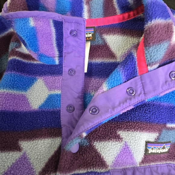 Patagonia Synchilla T-Snap Fleece Pullover Purple Blue Aztec Womens Size Large - Picture 13 of 16